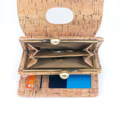 Tarjetero y cartera de mujer con estampado de corcho natural y antiqu