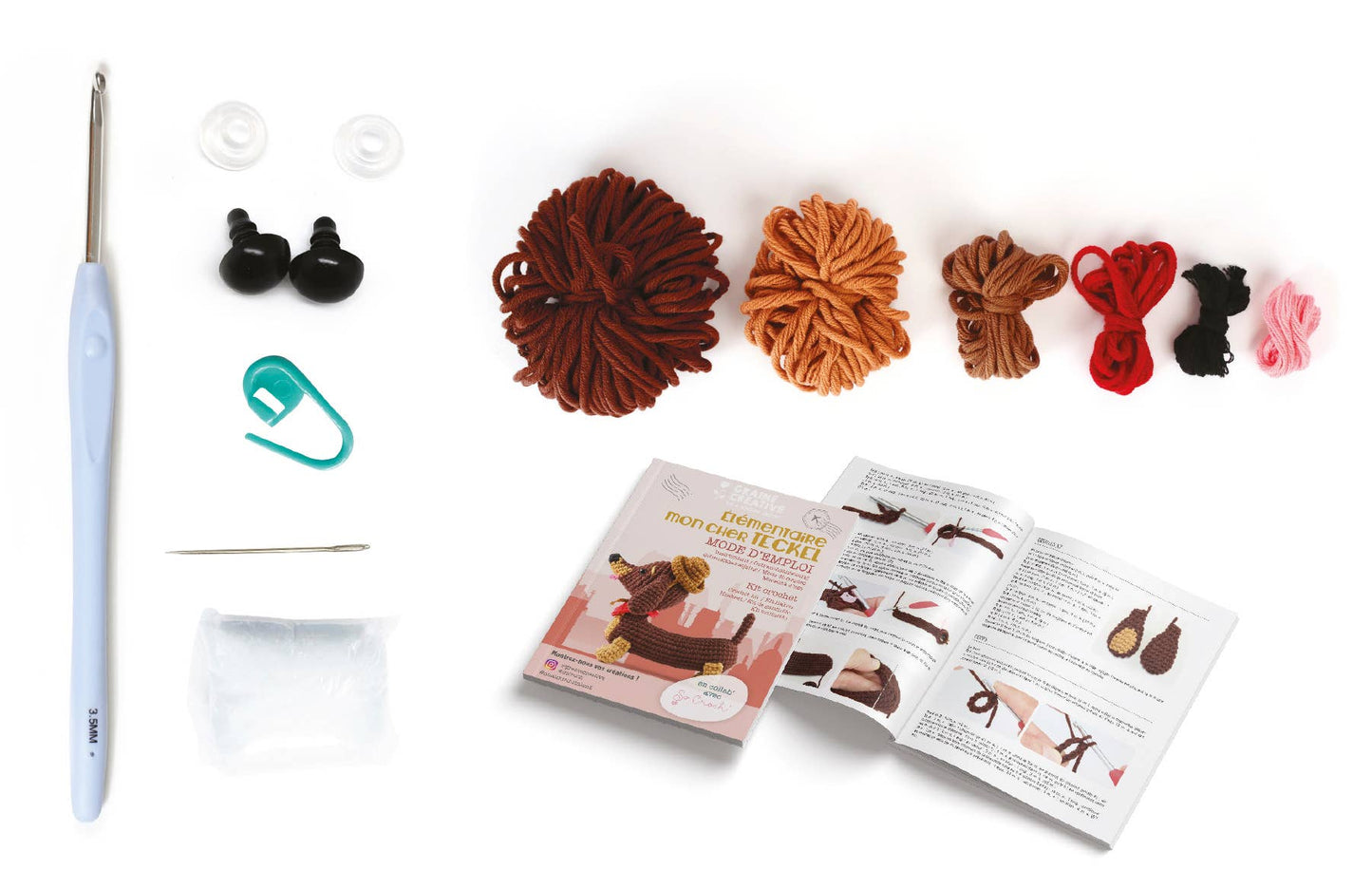 Kit de amigurumi para tejer un dachshund de 180 mm
