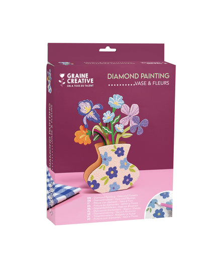 Kit de jarrón azul y flores con pedrería