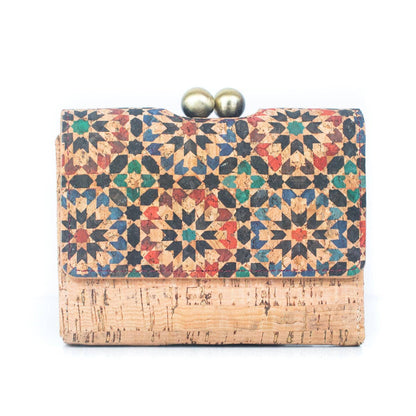 Tarjetero y cartera de mujer con estampado de corcho natural y antiqu