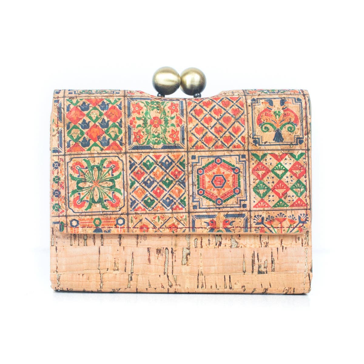 Tarjetero y cartera de mujer con estampado de corcho natural y antiqu