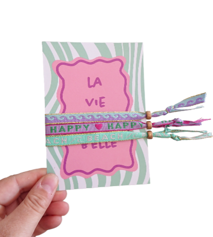 Set 3 Pulseras con Tarjeta La Vie Est Belle