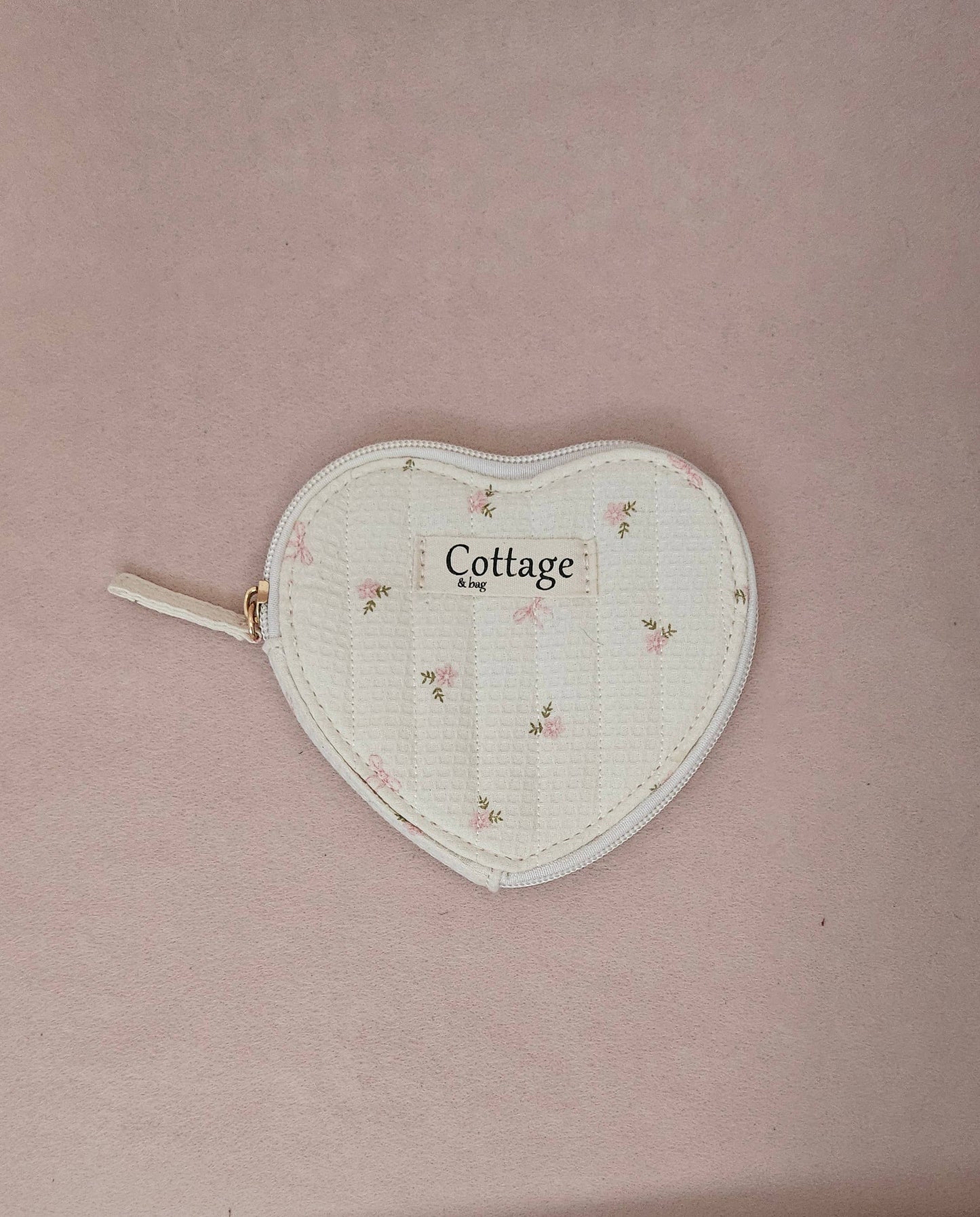 Monedero de algodón con corazón plano acolchado
