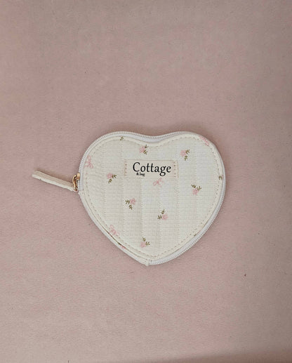 Monedero de algodón con corazón plano acolchado