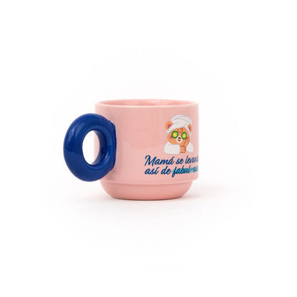 Taza apilable de cerámica “Mamá se levanta así de fabulosa”