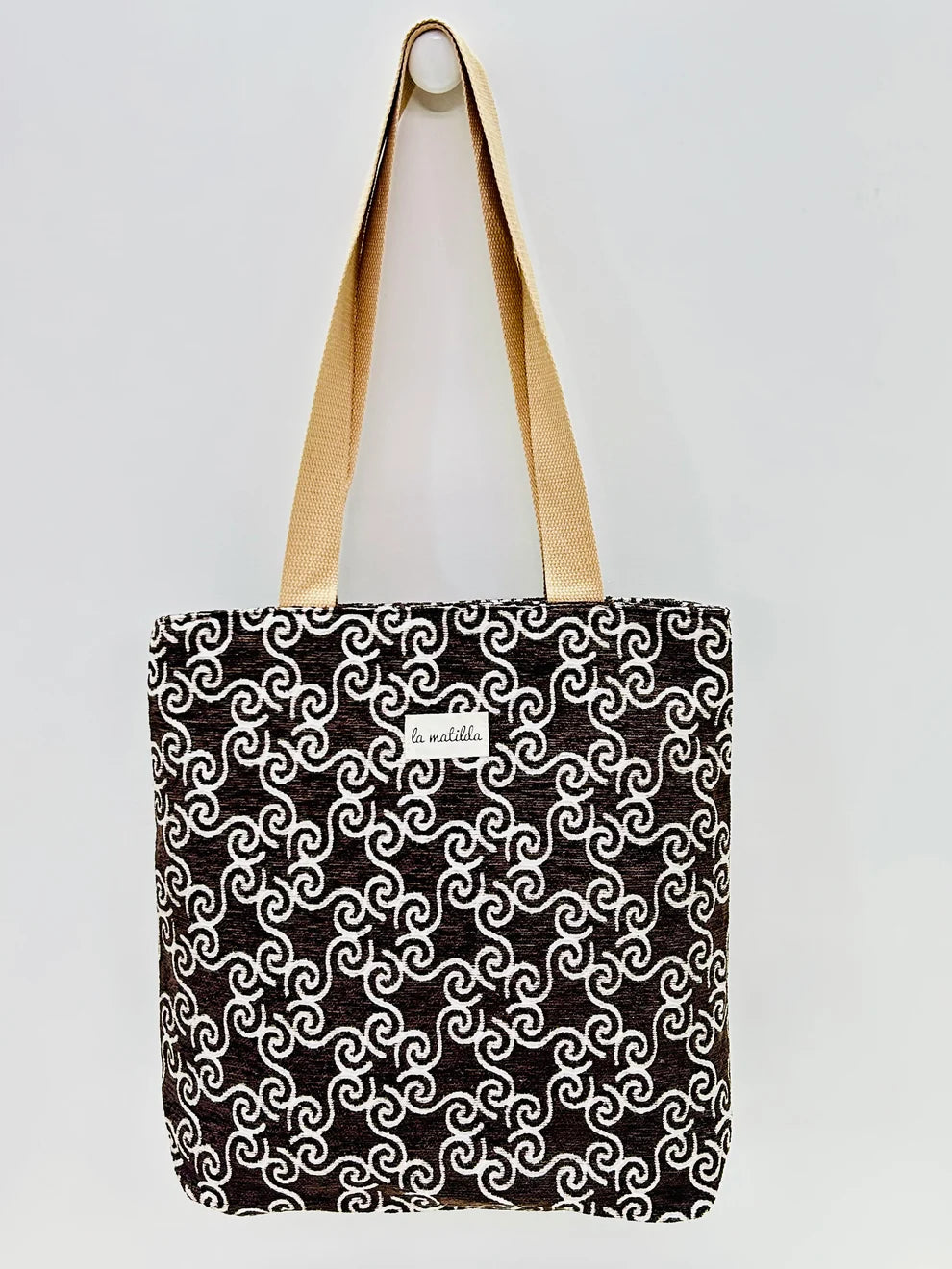 Tote Bag Marrón con Hilo Plateado La Matilda